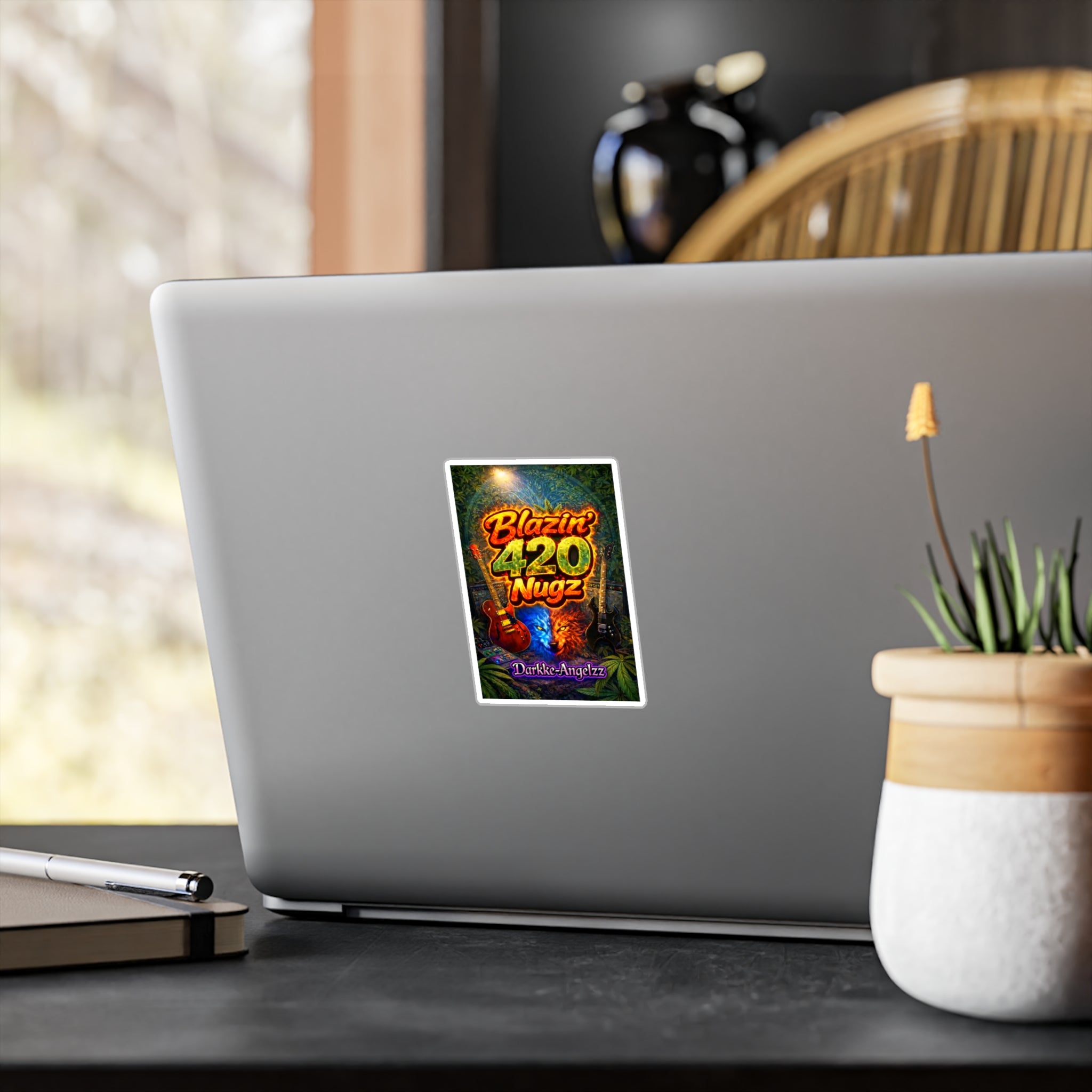 420 Blazin' Nugz Kiss-Cut Vinyl Sticker — Psychedelic Cannabis Guitar Decal