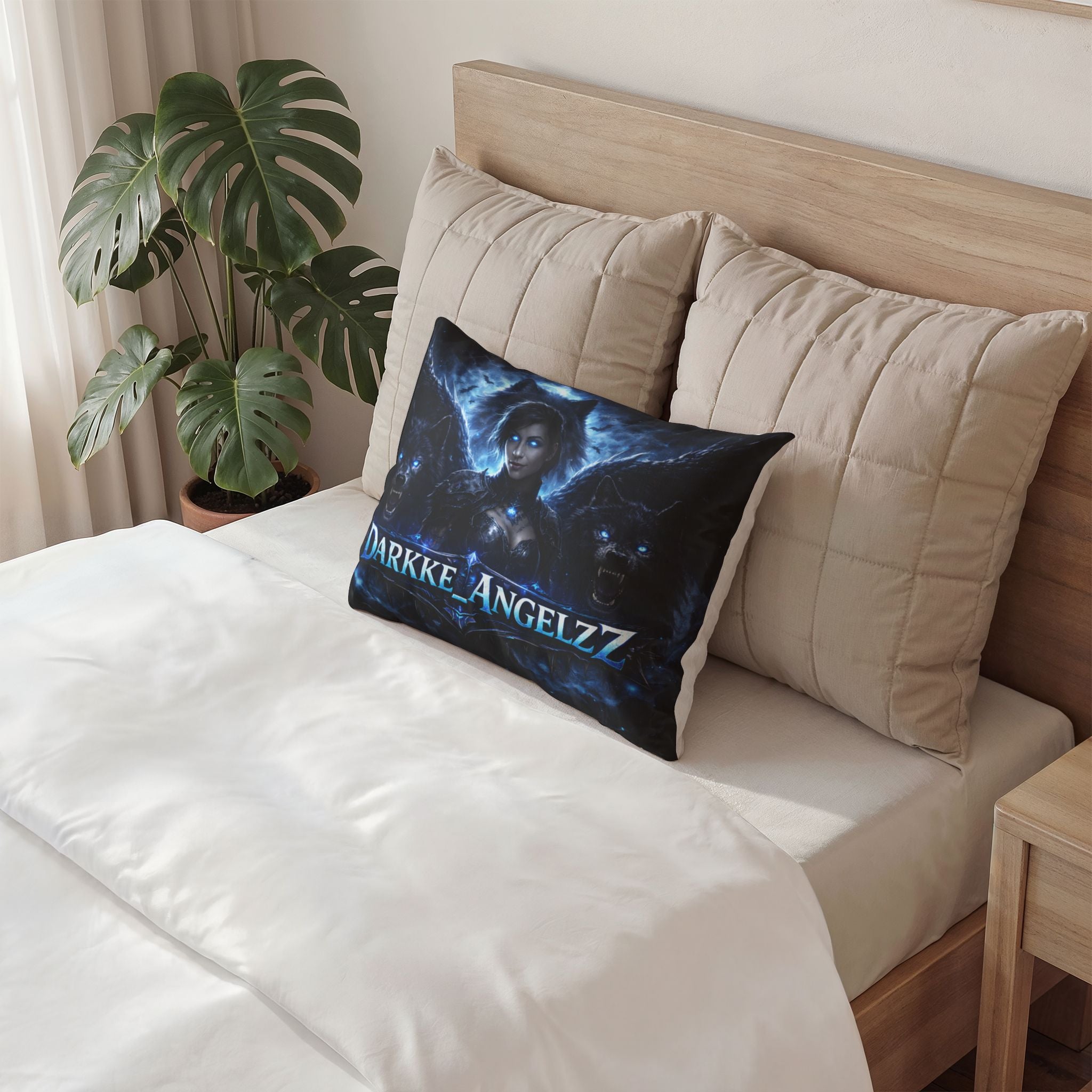 Dark Fantasy Pillow Sham — 'Darkke_Angelzz' Gothic Angel Decorative Pillowcase