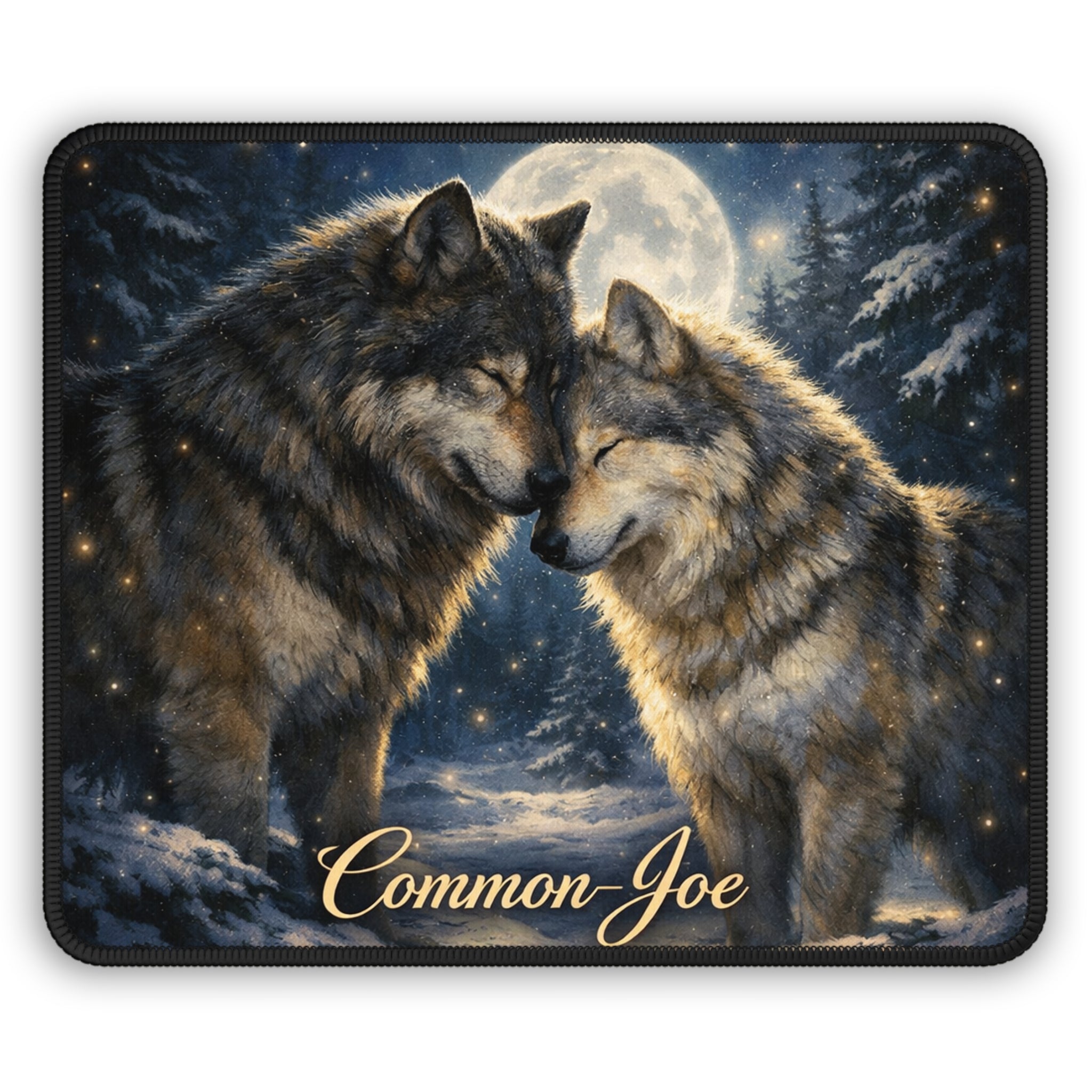 Personalized Wolf Moon Gaming Mouse Pad — Custom "Common-Joe" Design